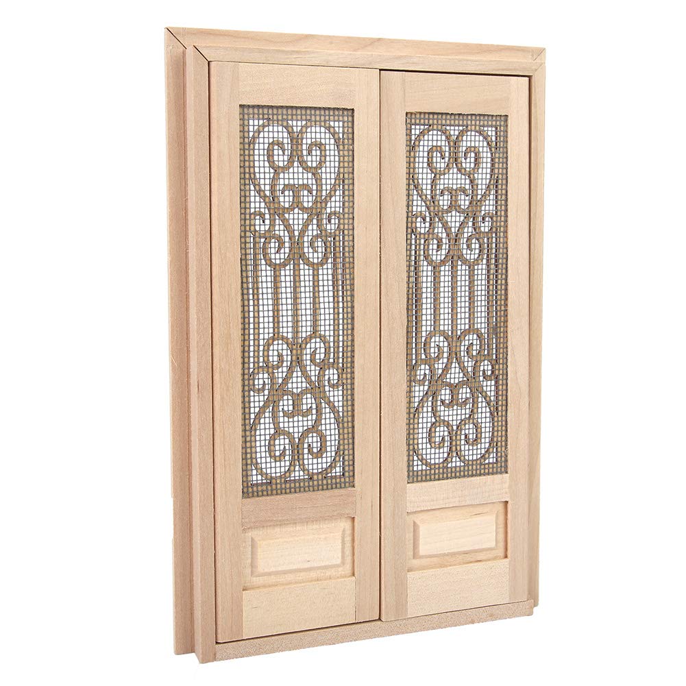 1:12 Scale Miniature Wooden Dollhouse Door Model - Realistic Furniture Set for Doll House Decor Parts, Craft Supplies and Hobby Accessories