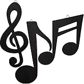 Yalikop 3 Pieces Music Notes Wall Decor Black Treble Clef Wooden Hanging Wall Art Music Party Decorations for Musical Home Room Bar Studio Birthday Party