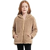 QPANCY Girls Fuzzy Sherpa Coat Full Zip Hoodie Fleece Jacket with Pockets Fall Winter Outwear