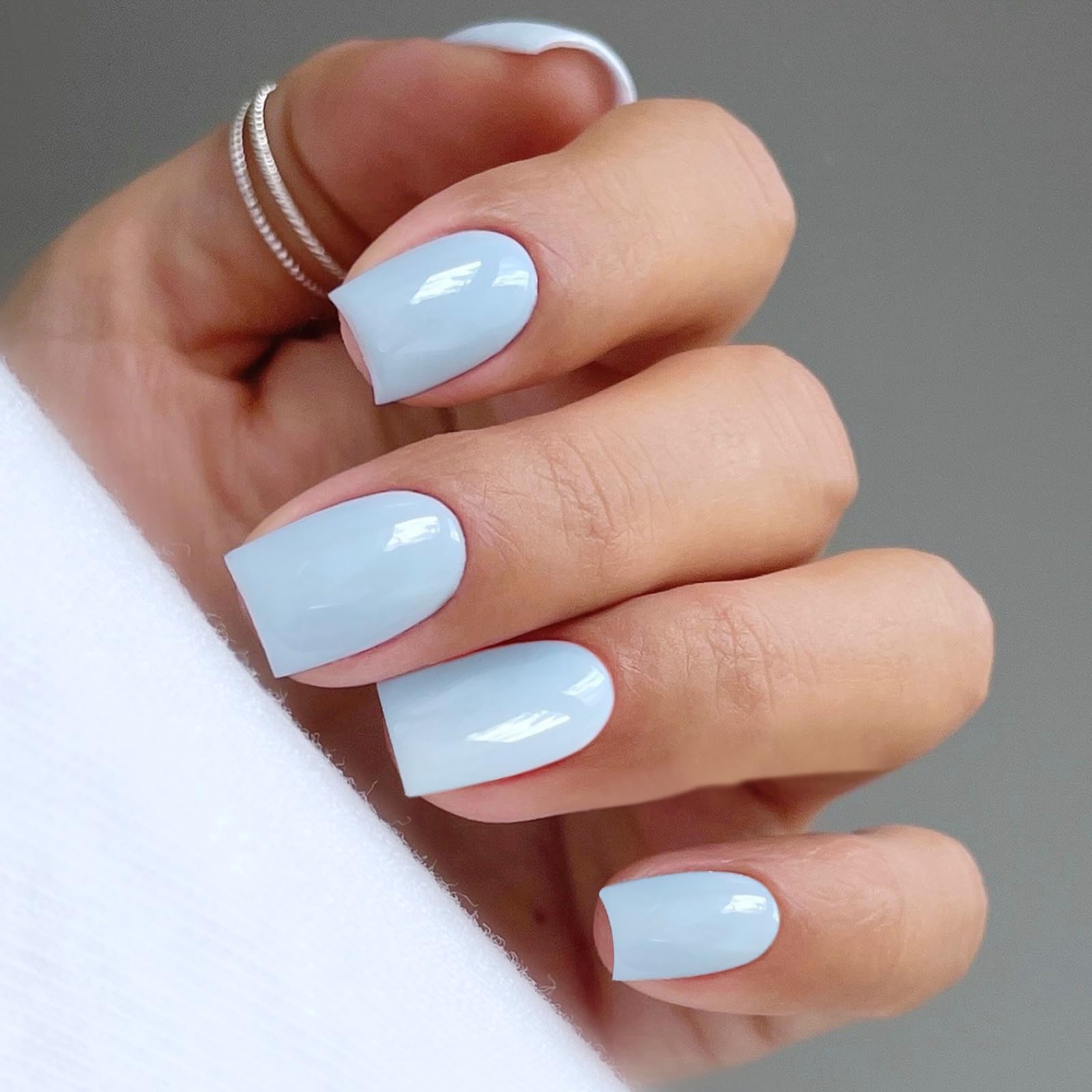 JMEOWIO Semi Cured Gel Nail Strips Cream Blue Gel Nail Stickers Nails Art Design Decoration Accessories