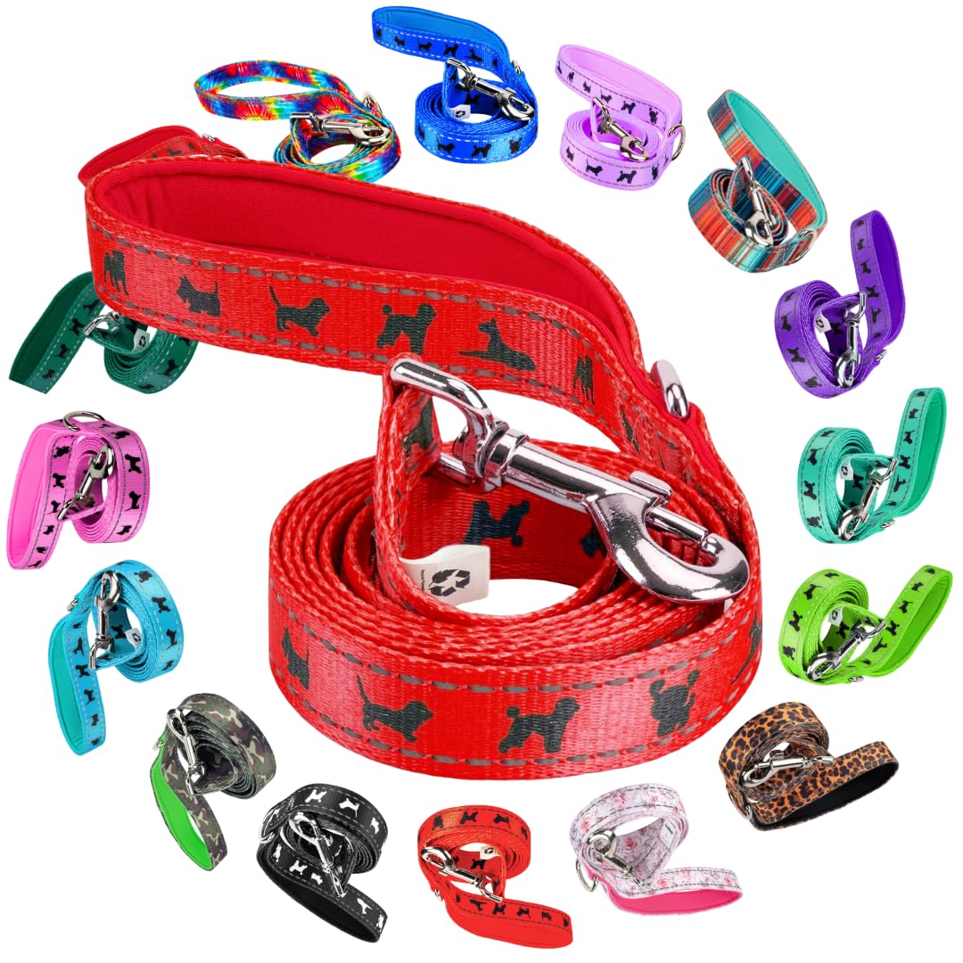 EcoBark Dog Leash - 5 FT Soft Comfort Leashes with Padded Handle - Strong Durable Heavy Duty - Training and Pulling for Small, Medium or Large Dogs - Great for Control, Dog Training & Walking (Red) — image 1