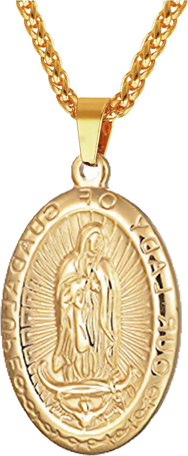 JewelBeauty Virgin Mary Pendent Necklace 18k Gold Plated CatholicAve ...