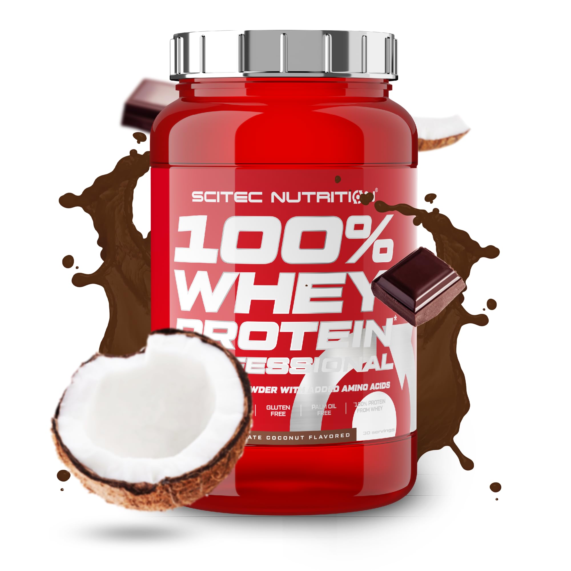 Scitec Nutrition 100% Whey Protein Professional โ Enhanced with Extra Amino Acids & Digestive Enzymes โ Gluten-Free โ Palm Oil Free, 920 g, Chocolate-Coconut โ image 1