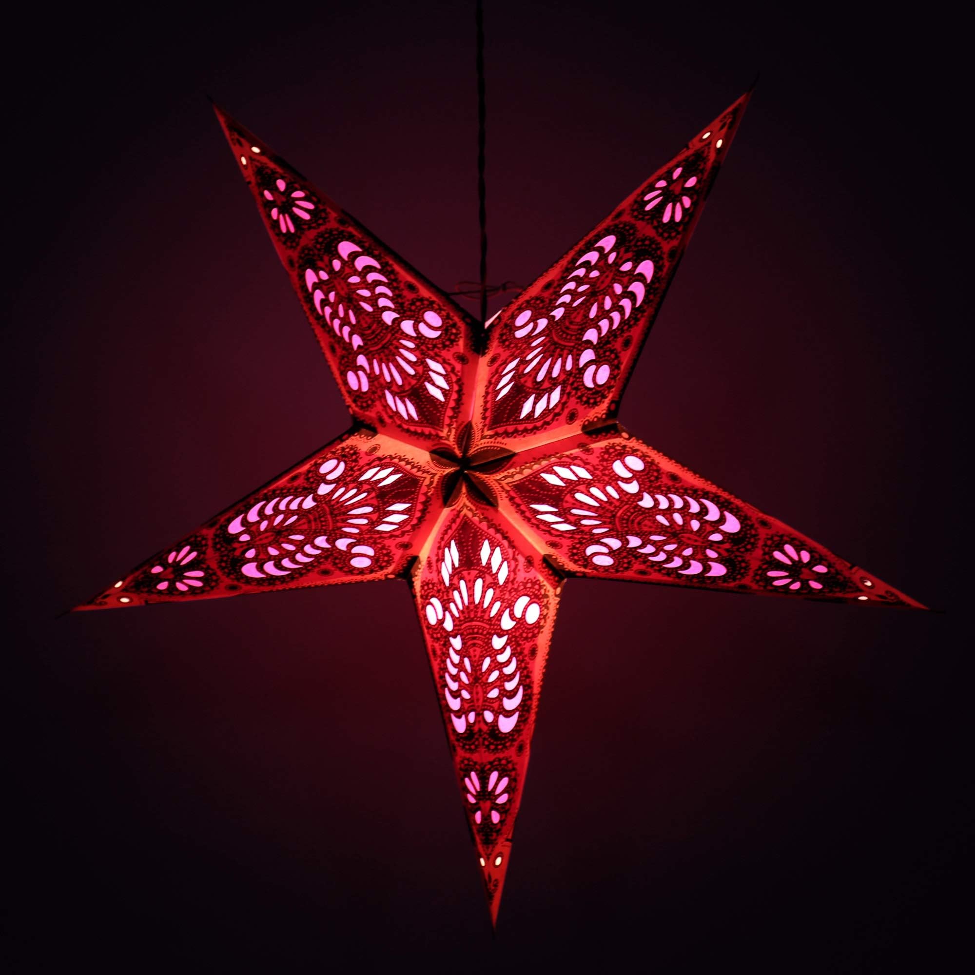 Indian Handmade Red Paper Star Lantern Lamp Christmas Festive Foldable Paper Hanging Paper Star Lamps