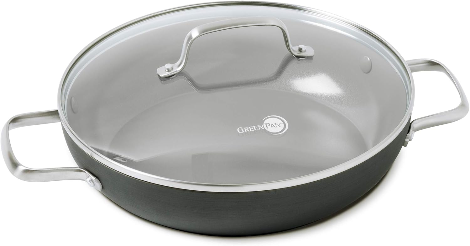 GreenPan Chatham Healthy Ceramic Nonstick, Everyday Pan/Chef's Pan with Lid, 11", Gray: Kitchen & Dining