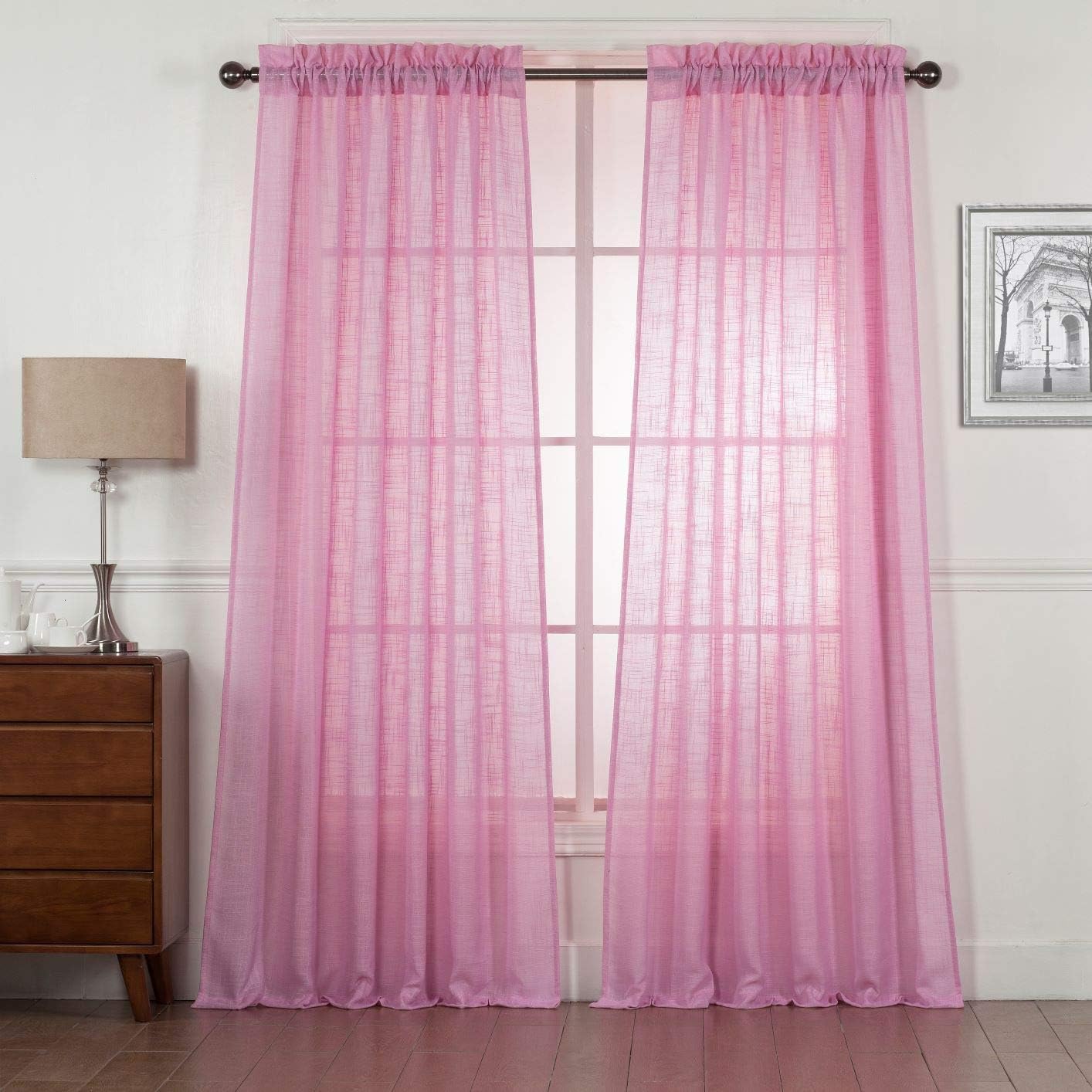 Light Pink Semi Sheer Curtains 63 Inch Long, Light Reducing