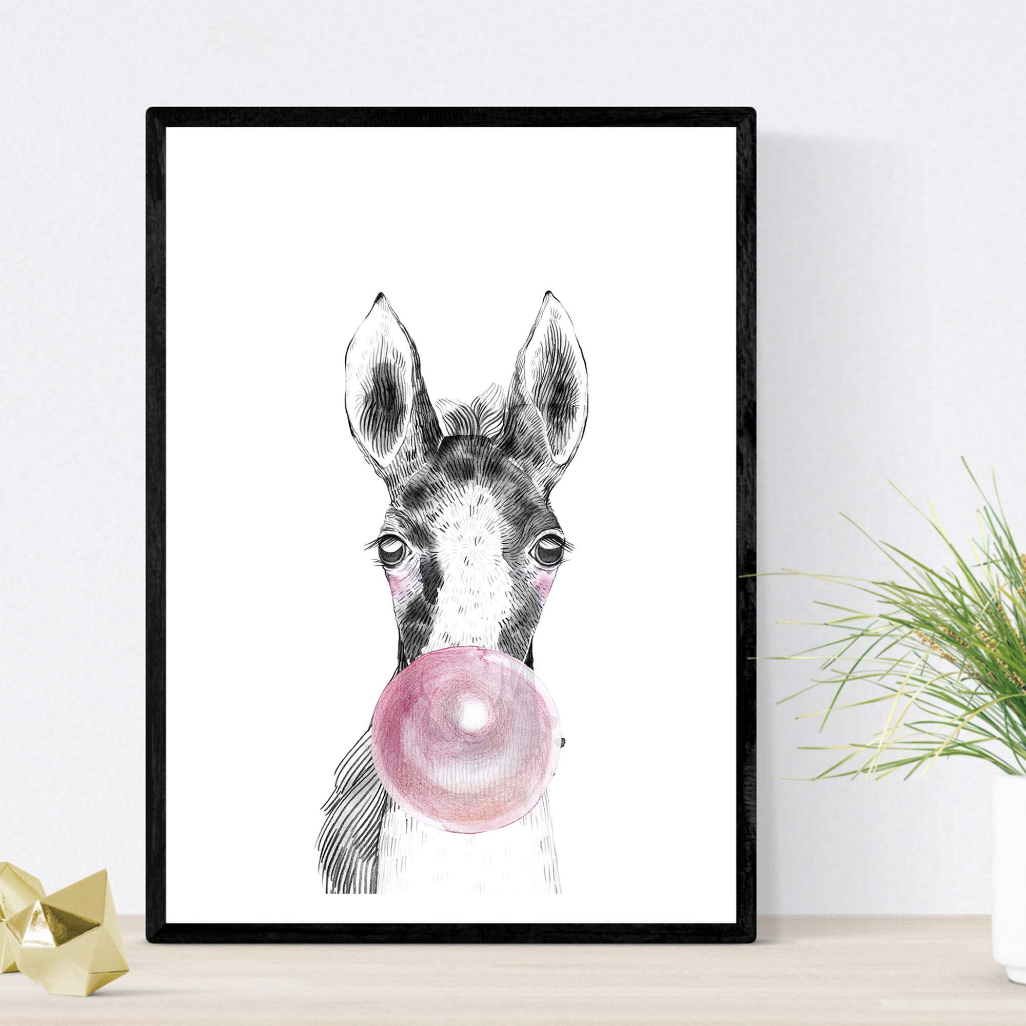 Nacnic Horse Infant sheet with bubblegum pink baby child A3 Poster Size Unframed