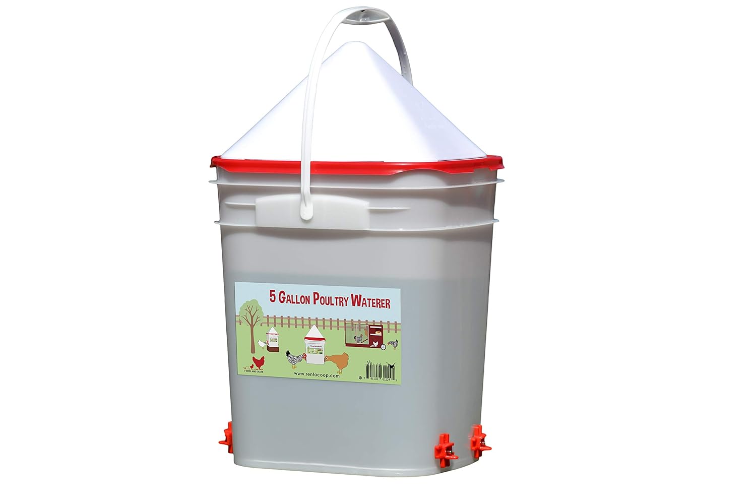 5 Gallon Chicken Waterer 4 Horizontal Side Mount Poultry Nipples