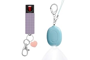 PAPASAFETY 3-in-1 Personal Alarm & Door Handle Alarm & Pepper Spray Combo for Women, Max Strength Pepper Spray Gel & 130dB Siren & Mini Led Flashlight, Rechargeable, Gifts for Women Purple/Aqua