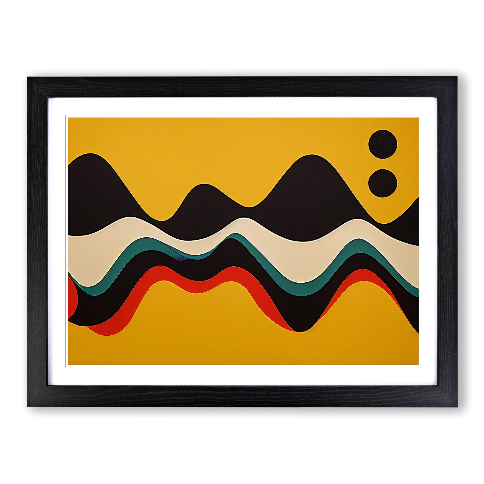 Scandinavian Soundwave Art Abstract Framed Print | A4 Black Framed Wall Art | Ready to Hang | Scandinavian Fantasy Picture | Living Room Bedroom Lounge Office
