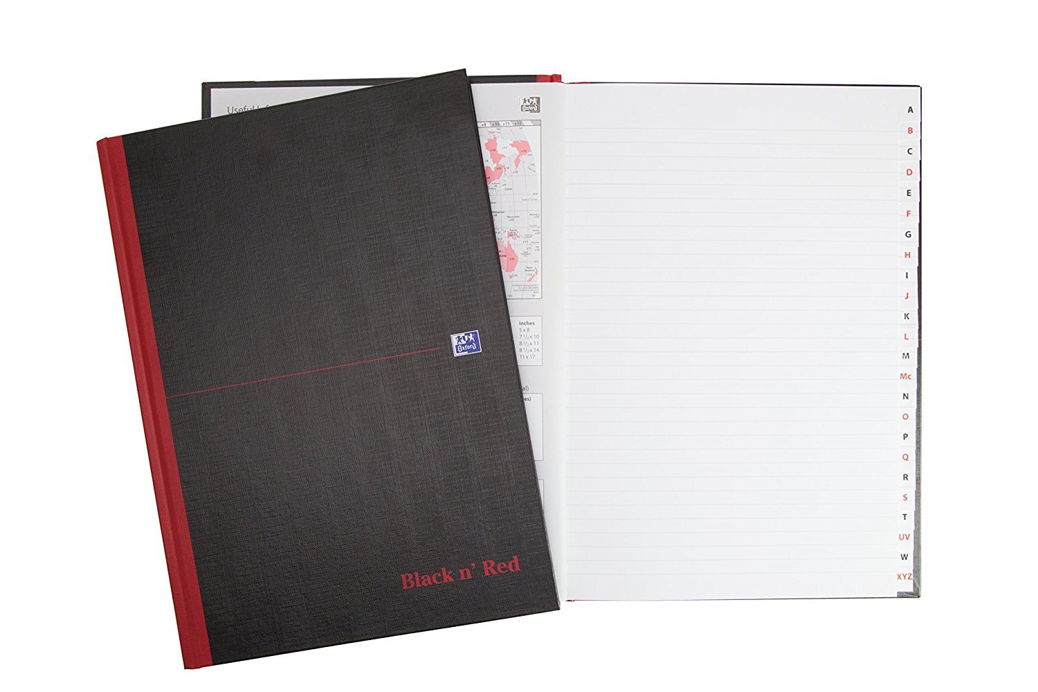Black n Red A4 Hardback Casebound Notebook Feint Ruled With AZ Index Amazon.co.uk Office Products