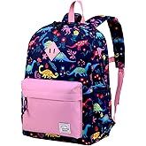 VASCHY Dinosaur Backpack for Girls, Kids Water Resistant Lightweight Backpack for Toddlers Daycare Preschool Purple