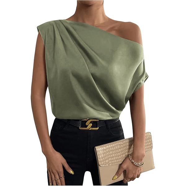 トップス sheller shoulder ribbon satin tops Sheller Sherie Shoulder Ribbon Satin Tops