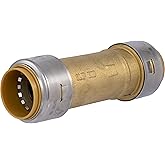SharkBite Max 1 x 1 in Slip Coupling, Push-to-Connect Brass Plumbing Fitting, UR3020A