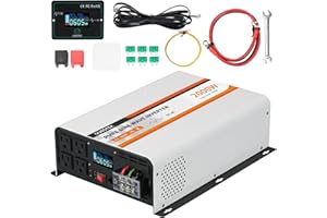 OUBOTEK 2000W Pure Sine Wave Inverter 24V DC to 120V AC Converter for Truck Boat Camping Outdoor Solar System, 2000 Watt Power Inverter with LCD Display, Remote Controller, USB Port, 4 AC Outlets