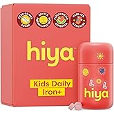 Hiya Iron+ Supplements for Kids - High Absorption Kids Iron Supplement - Delicious Strawberry Flavor & Easy on Children's Stomach - No Added Sugar & Third Party Tested