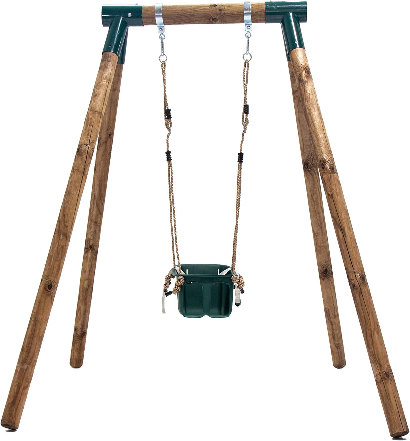 MASGAMES | Columpio de Madera Individual Kila | con Silla de bebé | Madera tratada | Anclajes incluidos | Uso doméstico |