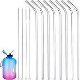 Geiserailie 8 Pieces 14 Inch Reusable Stainless Steel Straws Long Drinking Straws for 100 oz Tumblers, Extra with 4 Pieces Cleaning Brush(Silver)