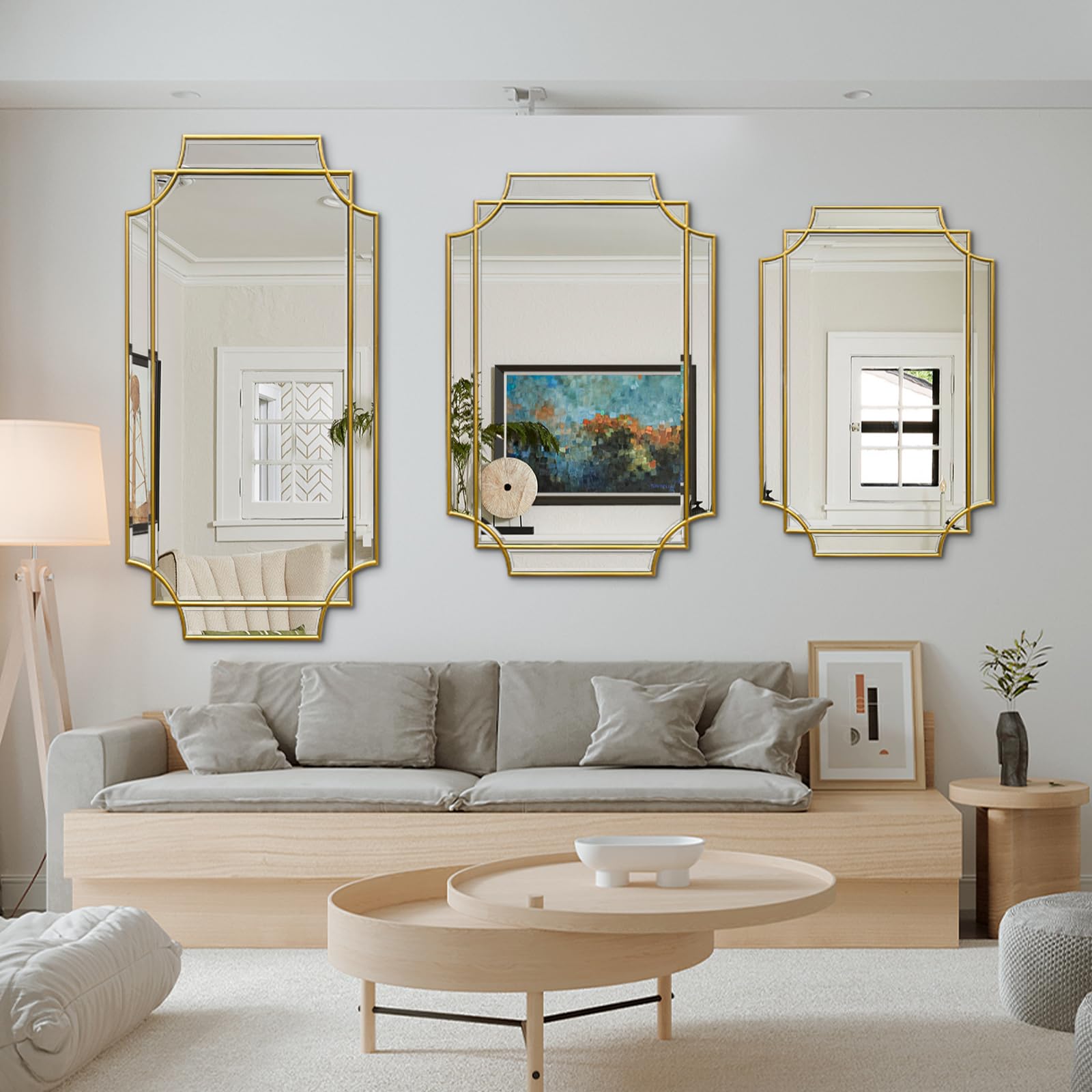 womilous Gold Beveled Mirror - Irregular Wall Mirrors Decorative 24