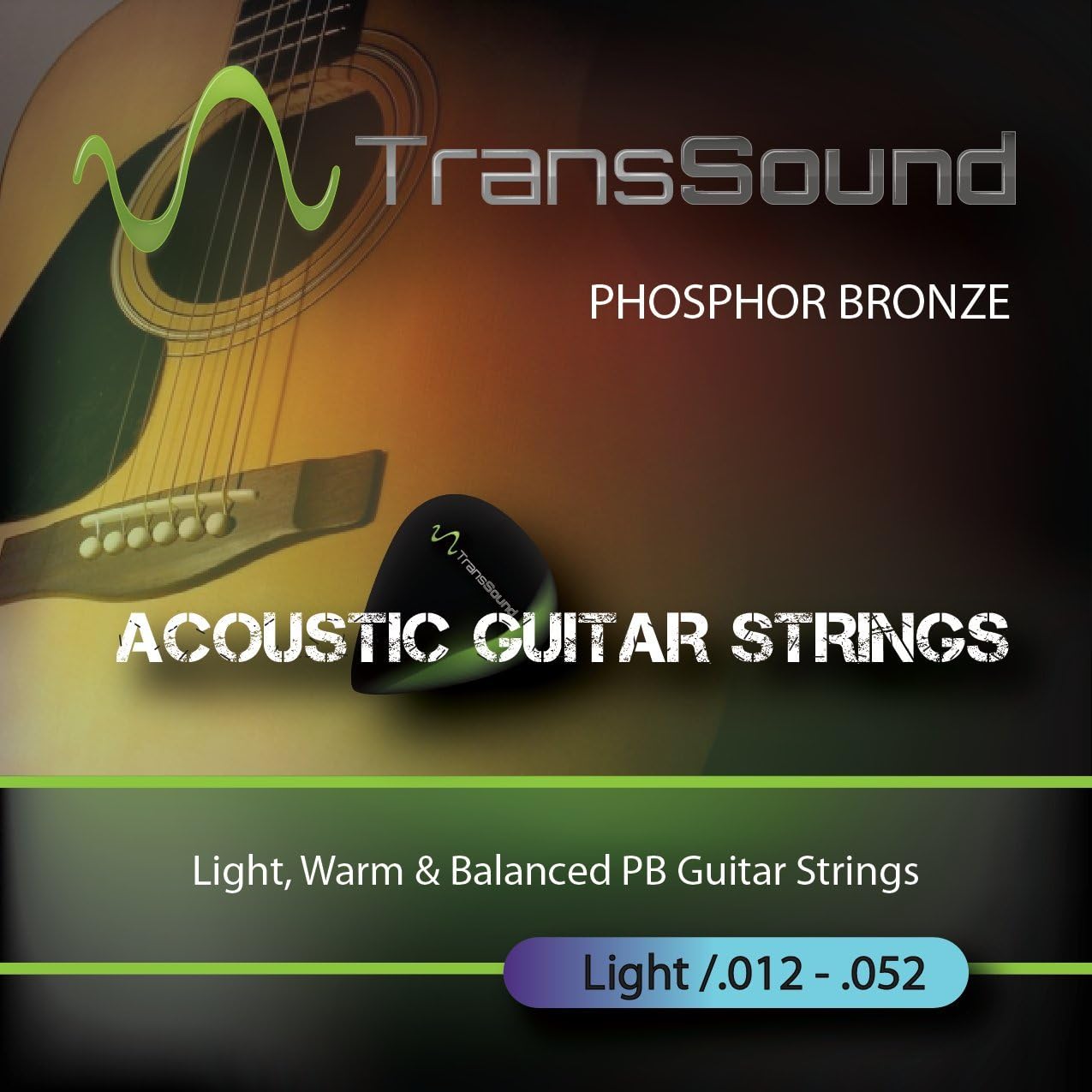 Acoustic Guitar String Set - Phosphor Bronze Light - 1 Set of 6 Strings - For Acoustic Guitar String Replacement - Treated to Resist Corrosion - Does Not Break Easily - Easy to Install - Made in USA
