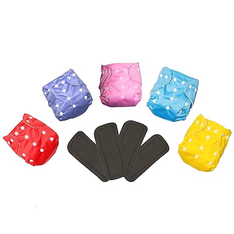 LILTOES Babys All in One Washable Reusable Adjustable Cloth 2 Diapers with 4 Inserts (Multi