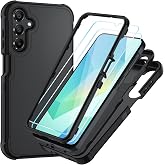 Suncasetor for Samsung Galaxy A16 5G Case,Black/Black | 3-Layer Shockproof Phone Cover with HD Screen Protector,Hybrid Protective Military-Grade Drop Protection for A16 5G Case