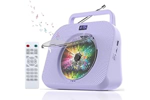 WSJSYH CD Player with Bluetooth，Double HiFi Sound Speakers，Sleep Mode,CD Player Portable,Support AUX/USB/Headphone Jack/Music Fiber Optics/FM Radio Boombox for Home,Office(Purple)