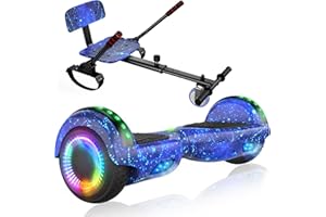 LIEAGLE Scooter with Seat Attachment, 6.5" Scooters Go Kart Combo with Colorful LED Lights & Bluetooth, for Kids Boys Girls Adults All Ages