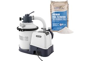Intex 26641EG Krystal Clear Sand Filter Pump for Above Ground Pools Bundled with OptiFlow Premium Pure Silica Filter Sand, 50 lb Bag