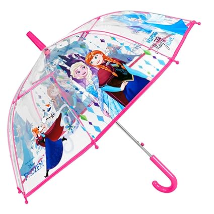 Disney Frozen Kinder Schirm für Mädchen - Stockschirm mit ELSA & Anna - Robuster und Windfester Regenschirm mit Transparenter
