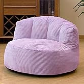 N&V Large Crescent Bean Bag Chair, Adult Size Bean Bag Sack, Foam Filling, Soft Premium Corduroy Bean Bag for Living Room Bedroom Dorm and Office (Lavender)