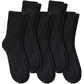 LANLEO 5/6 Pairs Womens Super Soft Fuzzy Plush Warm Winter Home Sleeping Slipper Socks