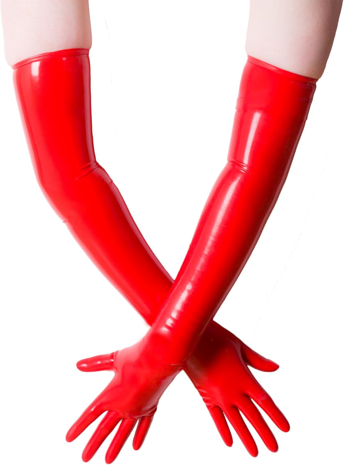 Generic Black Moulded Shoulder Length Latex Gloves UK 10 S Red 