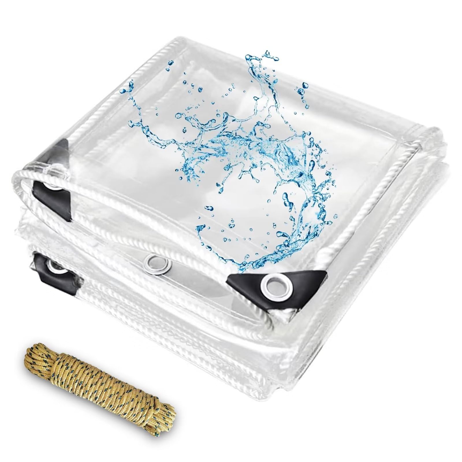 Photo 1 of 8' x 12' Clear Vinyl Tarp, PVC 14 Mil Tarpaulin, Clear Tarps with Grommets, Duty Heavy Tear Resistant Cover for Camping, Plants Greenhouse, Cars, Patio and Pavilion