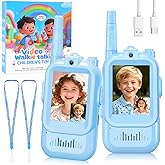 Video Walkie Talkies for Kids, 2 Pack Rechargeable Walkie Talkies for Kids, 1000 Feet Range, Voice Changer, Toys for Indoor Play, Camping, Travel, Birthday for Boys & Girls Ages 3-12 (Blue/Blue)