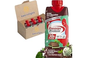 Premier Drinks 30g High Protein Shake, Winter Mint Chocolate - 11 fl. oz.,6-Pack in BETRULIGHT Branded Box.