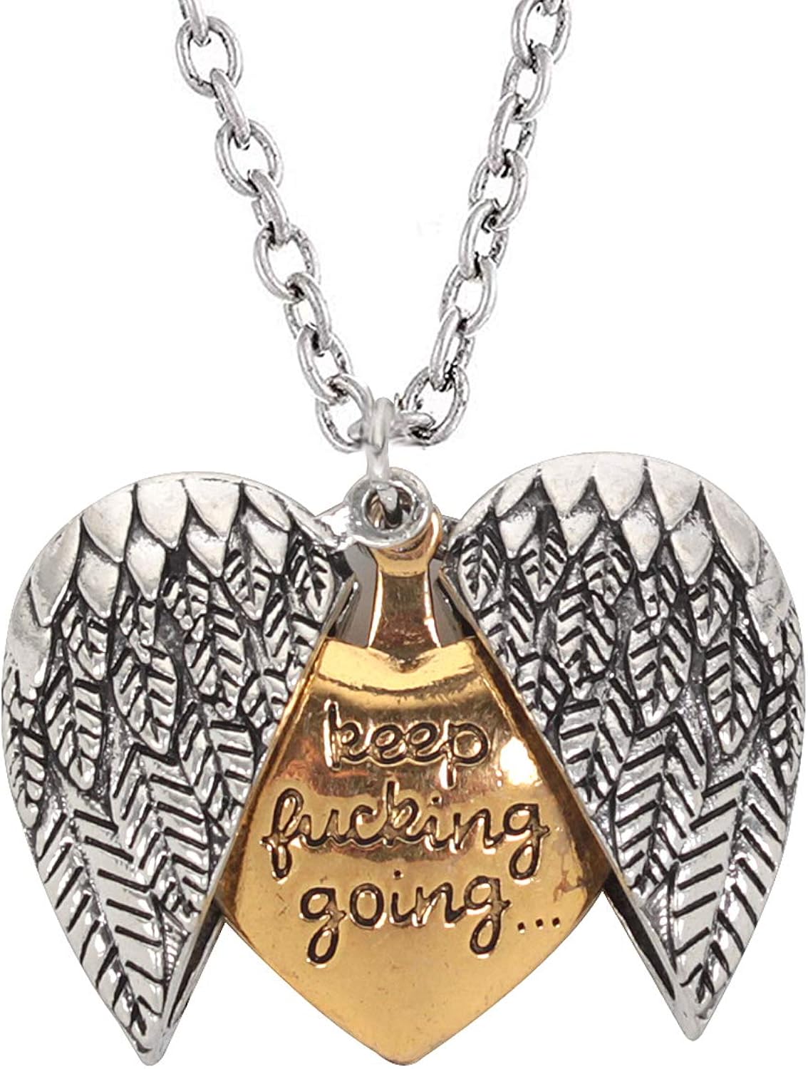Personized Sunflower Locket Necklace Engraved Sunflower Angel Wing Pendant Open