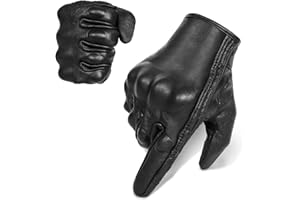 SUPERBIKE Full Finger Goat Skin Leather Touch Screen Motorcycle Gloves Men S,M,L,XL,XXL (Non-Perforated, L)