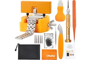 Ohuhu Watch Battery Replacement Tool Kit Upgraded Watch Repair Kit Watch Back Remover Opener Tool Case Opener Removal with Extra Screwdriver Back Protective Films Sealing Rings