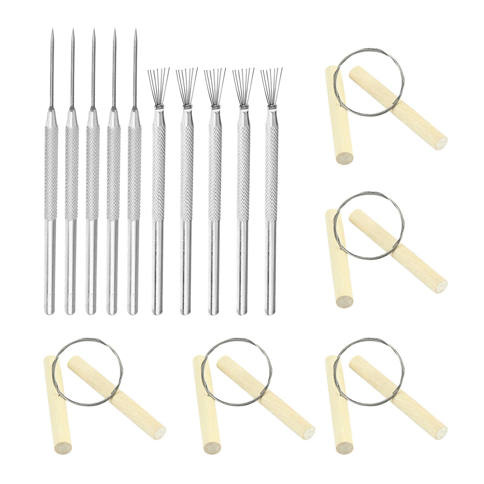 YWNYT Wire Clay Cutter with Wood Handle, Clay Needle Tools Ceramic Detail Tools, 15pcs Pottery Sculpting Tool Clay Modeling Tool Set for Clay Ceramic Art Sculpture Cutting
