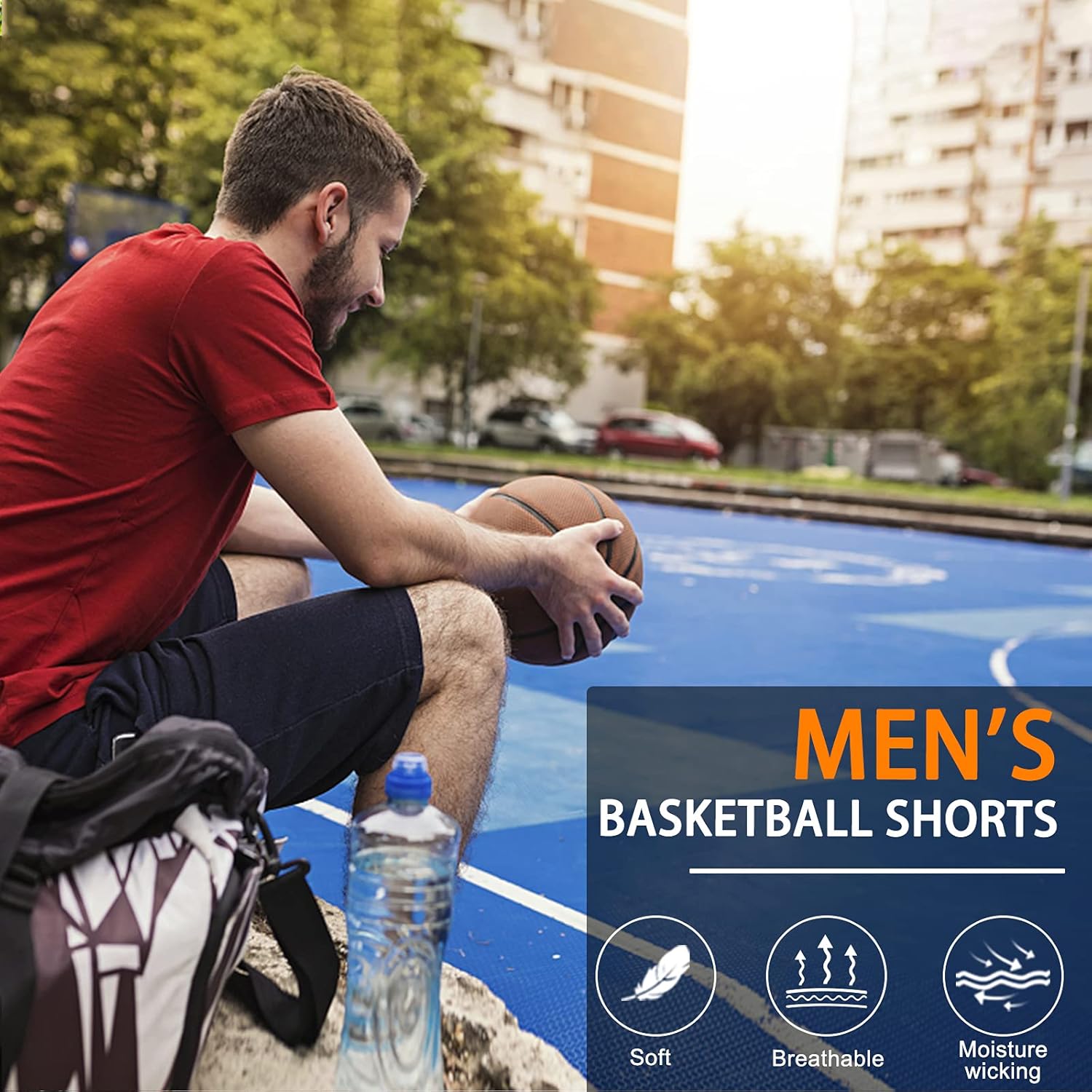 Wisdom Leaves Men's Basketball Shorts with Pockets,Mesh Running Workout Shorts Breathable/Moisture-Wicking: Clothing