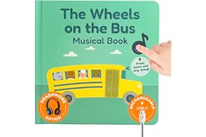CALI'S BOOKS Calis Books The Wheels on The Bus Book - Rechargeable Musical Book, Headphone Jack, Books for 1 Year Old, Musical Book for Toddlers 1-3, Musical Toy Toddlers
