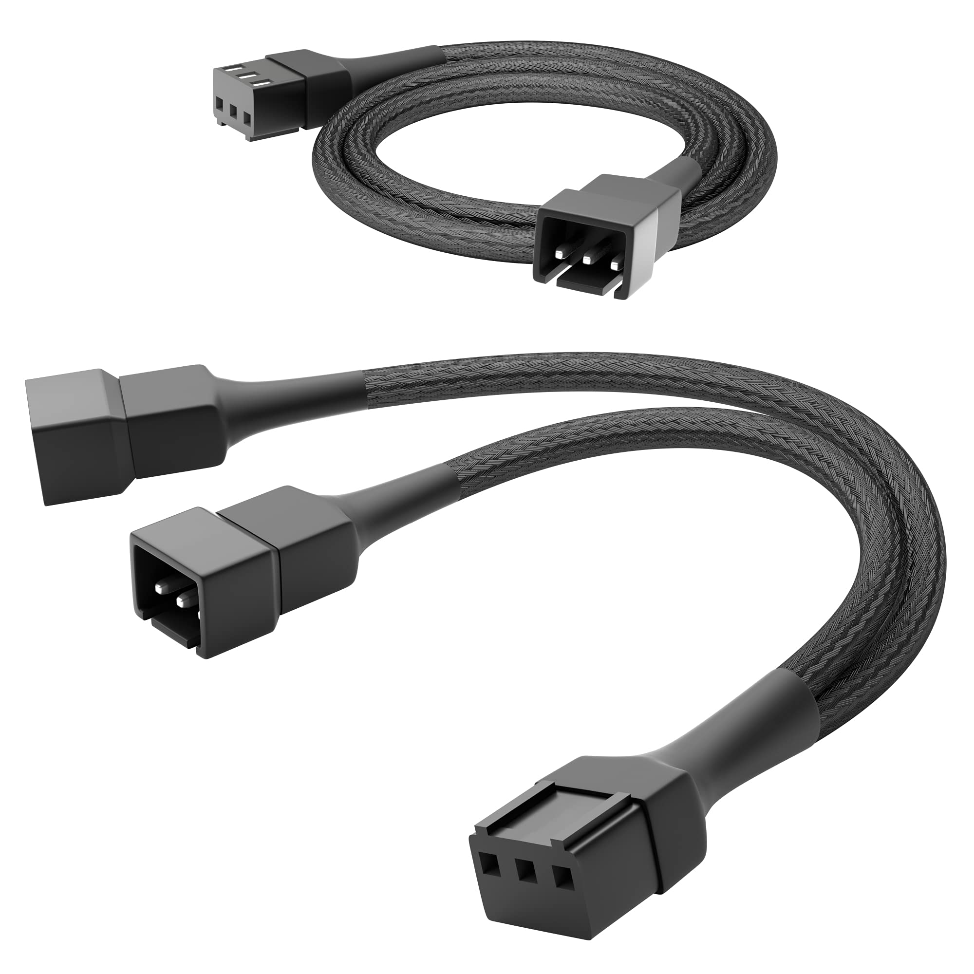 KabelDirekt – 60cm 3-pin fan extension cable + 15cm 3-pin fan to 2 x 3-pin Y-cable