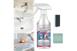 Porindisi 300ml/10.1fl oz Large Capacity Bathroom Descaler Spray Foam Cleaner with Towels & Sponges, Powerful Stubborn Stains