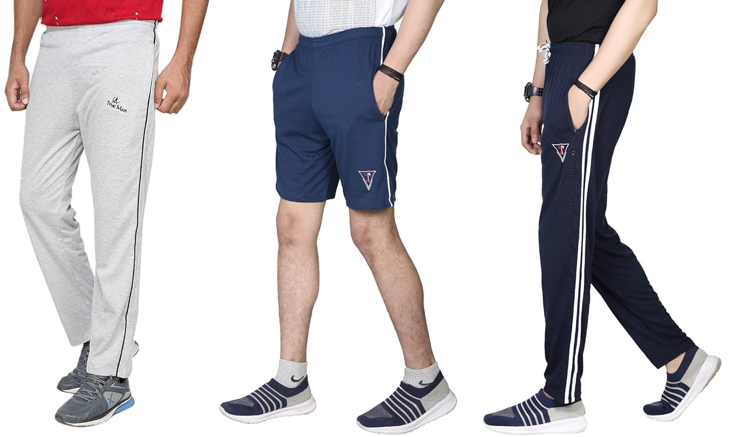 True Men's Relaxed Fit Regular Cotton Shorts & Track Pants with Zipper
