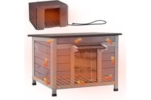 GUTINNEEN Heated Outdoor Insulated Dog House with Heating Pad and 6-Sided Insulation for Small Dogs and Feral Cats, Keeps Pets Cozy in Winter