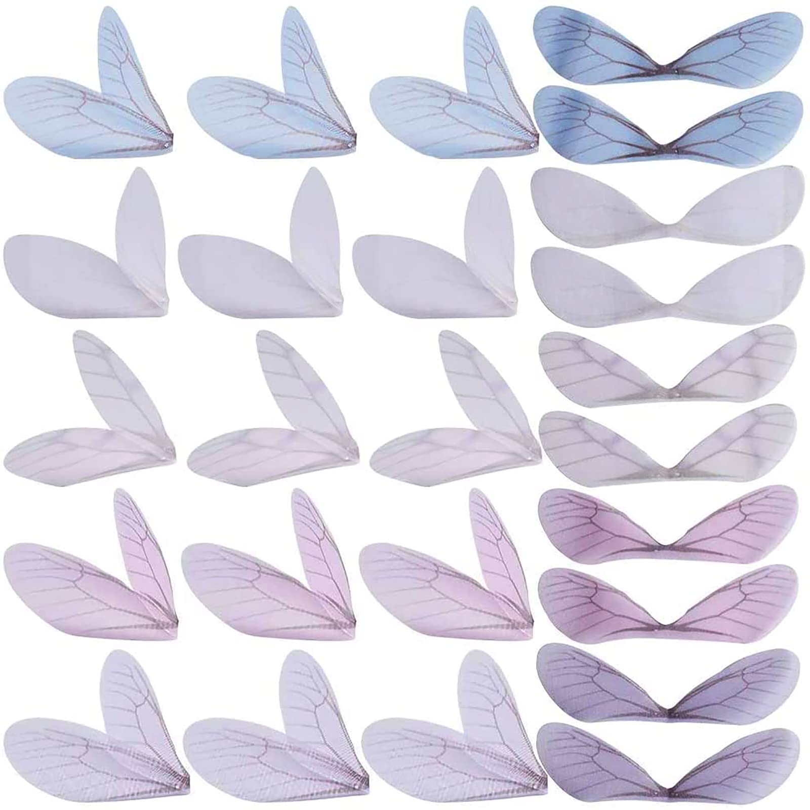 SUNNYCLUE 100pcs 5 Colors Dragonfly Wings Charms with Hole Blue White Pink Organza Flying Wing Pendants Craft for Keys Earrings Home Decor Jewellery Making Accessories Findings