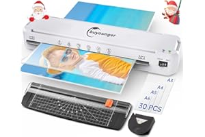 Buyounger Laminator Machine, A3 Laminator Machine with 30 Laminating Sheets, 13 Inch Laminating Machine with Fast Warm-up for A3/A4/A5/A6, Thermal and Cold 11X17 for Home School Office