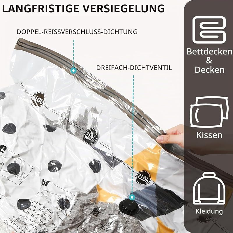 Vakuumbeutel für Kleidung Bettdecken mit Pumpe, 8 Stück