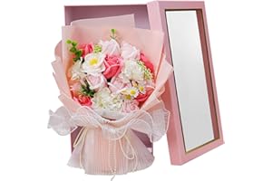 RIDDSEE Artificial Soap Flower Roses Bouquet Gift, Pink Long Lasting Forever Flowers for Women, Girls, Mom Preserved Rose Flower Arrangement for Special Occasions and Home Decor